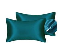 Federa in raso setosa e lussuosa, per prevenire le rughe, per capelli e pelle del viso e prevenire le rughe, con cerniera nascosta, misura standard, 50 x 75 cm, confezione da 2