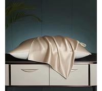 Federa in seta Charmeuse in 100% seta di gelso con per capelli e pelle, 1 chiusura a busta (CH ampagne, 50 x 75 cm)