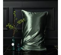 Federa in Seta di gelso Naturale per Capelli e Pelle, Fodera per Cuscino in Seta a Doppia Faccia, Traspirante e Confortevole, per Adulti e Bambini (Olive Green,50x75cm)