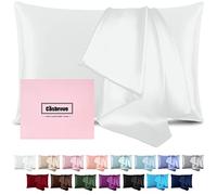 Federa in seta di gelso, per capelli e pelle, morbida su entrambi i lati, con cerniera, idea regalo (standard, bianco)