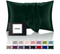 Federa in seta NSSL per donna, federa in seta di gelso per capelli e pelle, comoda e traspirante durante il sonno (verde scuro, king size)