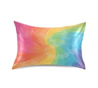 Federa in seta per capelli e pelle, chiusura a busta, morbida, resistente alle rughe, 1 pezzo, 50,8 x 76,2 cm, colore viola medio, sfondo tie dye colori arcobaleno