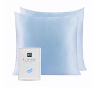 Federa in seta per cuscino 100% seta 22 momme certificata Oeko-TEX®, benefici per capelli e pelle anti età, anti acaro (azzurro, 40 x 40 cm-2pz)