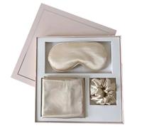 Federa In Seta Set da 3 pezzi in raso for capelli, federa for cuscino di bellezza, for in seta gelso naturale, set for dormire, for comoda, decorazione for la casa per Capelli(Beige)