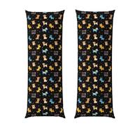 Federa lunga 20x60 cm con stampa di cani Doodle Pets, colore nero, copricuscino per cuscino per il corpo con cerniera nascosta, velluto di alta qualità, traspirante, rettangolare, per letto e divano.