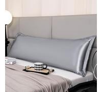 Federa lunga in raso, lussuosa, rinfrescante, per capelli e pelle, morbida come seta, per letto, divano, cuscino di supporto per il corpo (grigio, 48 x 100 cm)