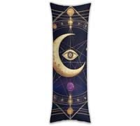Federa lunga per capelli e pelle, morbida e alla moda, con simbolo geometrico sacro, viola, spazio, galassia, stelle, sole e luna mistici.