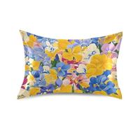 Federa lunga per cuscino con fiori colorati, per chi dorme caldo, dimensioni standard con chiusura a busta, per rustica fattoria 50 x 66 cm