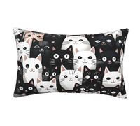Federa morbida per cuscino, gatti con occhi grandi, traspirante, liscia, con cerniera, 1 pezzo, 50,8 x 76,2 cm