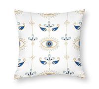 Federa per cuscino 1 pezzo, colore: blu turco con occhio malvagio decorativo, 35,6 x 35,6 cm, federa quadrata in poliestere morbido per soggiorno divano divano letto federe