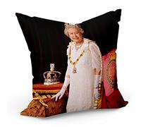 Federa per cuscino 40 x 40 cm Regina Elisabetta II Trono e Regina Corona d'Inghilterra