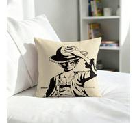 Federa per cuscino a forma di cappello di paglia di Monkey D. Luffy di One Piece, custodia per cuscino decorativo da divano, camera da letto, soggiorno L,M,SPoliestere