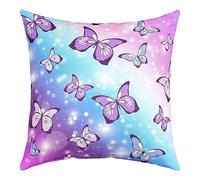 Federa per cuscino a forma di farfalla, 40,6 x 40,6 cm, 1 pezzo, federa per cuscino con stampa di farfalle, per bambini, romantica, decorativa, per divano, viola, blu, rosa, con glitter