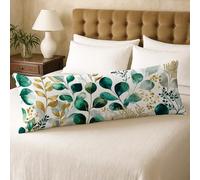 Federa per cuscino a forma di foglia, verde botanico acquerello in morbido cotone con cerniera, 50 x 137 cm, federa decorativa per cuscino per letto, divano, testiera, 50 x 137 cm