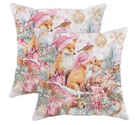 Federa per cuscino a forma di volpe, idea regalo natalizia con uccellino, con cerniera nascosta, decorazione per soggiorno, letto, ufficio, divano, sedia, 50,8 x 50,8 cm