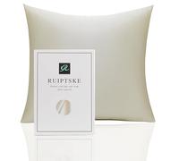 Federa per cuscino al 100% in seta da 22 momme, certificata Oeko-TEX®, benefica per i capelli e per la pelle, anti età e antiacaro, 60 x 60 cm (beige)