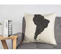 Federa per cuscino astratta mappa del sud per la comunicazione finanza atlante bordi bianco cartografia silhouette chiaramente accogliente lino quadrato decorativo federe per divano letto 45,7 x 45,