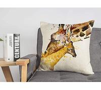 Federa per cuscino Baby Pet Giraffa Grafica Famiglia Insolito per animali Fauna selvatica Bambino Madre Divertente Carino Accogliente Lino Quadrato Decorativo Fodere per cuscini per divan