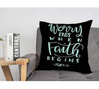 Federa per cuscino Believe Modern Great Worry termina manualmente quando la parola Tote inizia a pennello Compose Corinthians Lettering Cozy Linen Square Decorative Throw Pillow Covers per divano le