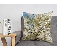 Federa per cuscino blu autunno foglie gialle albero di salice cielo vista dal basso attributo della corteccia verde bellezza accogliente lino quadrato decorativo fodere per cuscini per