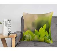 Federa per cuscino Cerchio Verde Foglie Luce del sole Copia Estate Astratto Primo piano Ecologia Effetto Ambiente Accogliente Lino Quadrato Decorativo Fodere per cuscini per divano letto 18x1