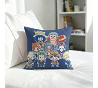 Federa per cuscino Chibi dell'equipaggio del cappello di paglia di One Piece, federa per cuscino con lineup del gruppo blu navy per divano, camera da letto, soggiorno, decorazione per la casa L,M,SPol