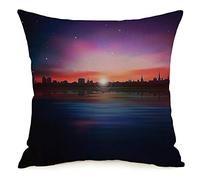 Federa per cuscino Cielo Astratto Stelle Panoramica Viola Tramonto Tallinn Riflessione Costruzione Nessuno Trame Accogliente Lino Quadrato Decorativo Fodere per Cuscini per Divano Letto 18x18