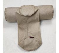 Federa per cuscino cilindrico lungo in lino, con cerniera nascosta, in tinta unita, traspirante, lavabile, rotonda, per divano, cuscino lombare per la casa, decorazione per la casa (beige, 80,7 x 20,3