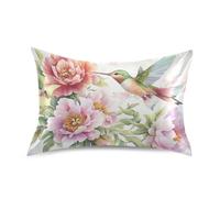 Federa per cuscino colorata con uccellino, rosa, verde, morbida, in raso, con chiusura a busta, per capelli, king size, con chiusura a busta, per stanza, 50 x 101 cm