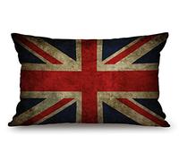 Federa per cuscino con bandiera britannica vintage, in cotone e lino, per divano, decorazione per la casa, rettangolare, 30,5 x 50,8 cm