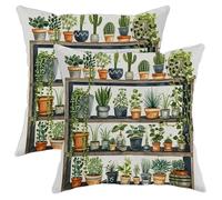 Federa per cuscino con cactus, pianta grassa in vaso, moderna, stile bohémien, tropicale, verde, accogliente, in velluto, lavabile, per casa, divano, soggiorno, camera da letto, dormitorio, 45,7 x