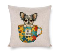 Federa per cuscino con cane Chihuahua Be Kind Autism Awareness, 50,8 x 50,8 cm, quadrata, con cerniera, per soggiorno, cucina, divano, auto, decorazione per la casa