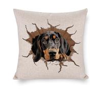 Federa per cuscino con cane da compagnia, colore nero e marrone chiaro, divertente cane che sbircia, 50,8 x 50,8 cm, federa quadrata con cerniera, per soggiorno, cucina, divano, auto, decorazione per