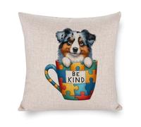 Federa per cuscino con cane da pastore australiano Be Kind Autism Awareness, 66 x 66 cm, quadrata, con cerniera, per soggiorno, cucina, divano, auto, decorazione per la casa