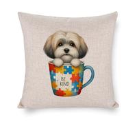 Federa per cuscino con cane Havanese Be Kind Autism Awareness, 55,9 x 56 cm, quadrata, con cerniera, per soggiorno, cucina, divano, auto, decorazione per la casa
