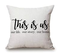 Federa per cuscino con citazione This is Us Quote in cotone e lino, federa standard per uomini, donne, bambini, casa, divano, poltrona, camera da letto, soggiorno, 45,7 x 45,7 cm
