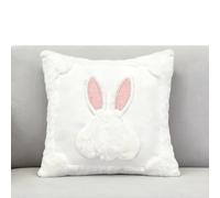 Federa per cuscino con coniglietto pasquale, 45 x 45 cm, federa in peluche finto con orecchie ricamate, federa per la decorazione della casa, soggiorno, camera da, camera dei bambini