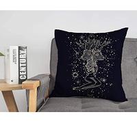 Federa per cuscino con corna rosse donna teste di cervo incisione schizzo animali fauna selvatica persone caccia bellissimo cervo nero accogliente lino quadrato decorativo federe per divano letto 18