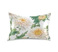 Federa per cuscino con crisantemo bianco, divertente, in raso, chiusura a busta, per viso, king size, con chiusura a busta, per soggiorno, 50 x 101 cm