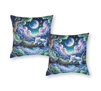 Federa per cuscino con fantasia di gatti nella notte magica, confezione da 2 cuscini decorativi natalizi per divano e camera da letto, 20"x20"