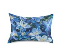 Federa per cuscino con fiori blu, per chi dorme caldo, misura king size, con chiusura a busta, per fattoria rustica, 50 x 101 cm
