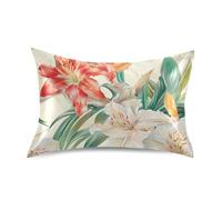 Federa per cuscino con fiori estivi di giglio di zenzero bianco, vintage, in raso, chiusura a busta, decorativa, per capelli, dimensioni standard con chiusura a busta, per rustica fattoria