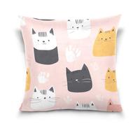 Federa per cuscino con illustrazione di gatto in stile cartone animato, rustico, decorazione per la casa, per divano, casa, 45,7 x 45,7 cm