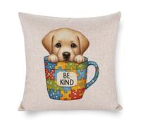 Federa per cuscino con Labrador Retriever Dog Be Kind Autism Awareness, in cotone e lino, per camera da letto, soggiorno, ufficio, decorazione per la casa, regalo di inaugurazione della casa, 66 x 66