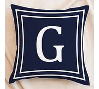 Federa per cuscino con lettere iniziali, motivo geometrico, 40 x 40 cm, con monogramma blu navy con cerniera, minimalista A-Z 26 lettere decorative per divano, divano, camera da letto