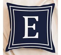 Federa per cuscino con lettere iniziali, motivo geometrico, 40 x 40 cm, con monogramma blu navy, con cerniera, minimalista A-Z 26 lettere, per divano, divano, camera da letto