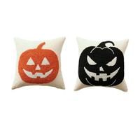 Federa per cuscino con motivo Halloween, 45 x 45 cm, con zucca di Halloween, federe ricamate per divano, casa, camera da letto, decorazioni per interni e Halloween (set C)