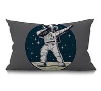 Federa per cuscino con motivo spaziale, 30 x 50 cm, divertente astronauta sull'universo, pianeta, luna con stelle, a pois, rettangolare, federa decorativa per la casa, in cotone e lino, per letto e
