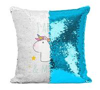Federa per cuscino con paillettes, con scritta "I am 7 and Magical Celebration Birthday Party Gift Unicorn Fantasy eccentrico
