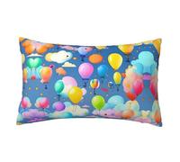 Federa per cuscino con palloncini colorati, 33 x 53 cm, in morbido velluto felpato, con cerniera nascosta, decorazione per letto, divano, auto, casa